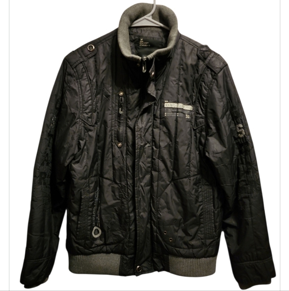 G-Star Raw Puffer Jacket Mens Large Black Gray Grunge Punk  2000s Y2K 90s Retro